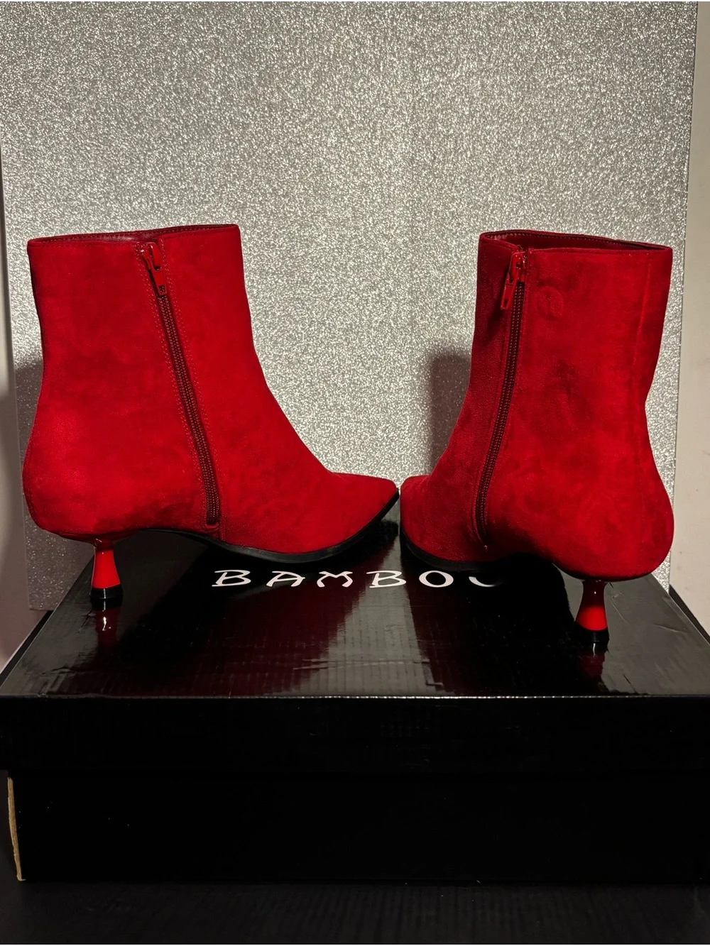 BRAND NEW Cherry Red Suede Ankle Boots With A Small Heel❤️ basic but still fancy
